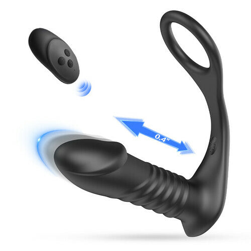 10 Thrilling Vibration 3 Thrusting Silicone Remote Control Cock Ring Anal Vibrator