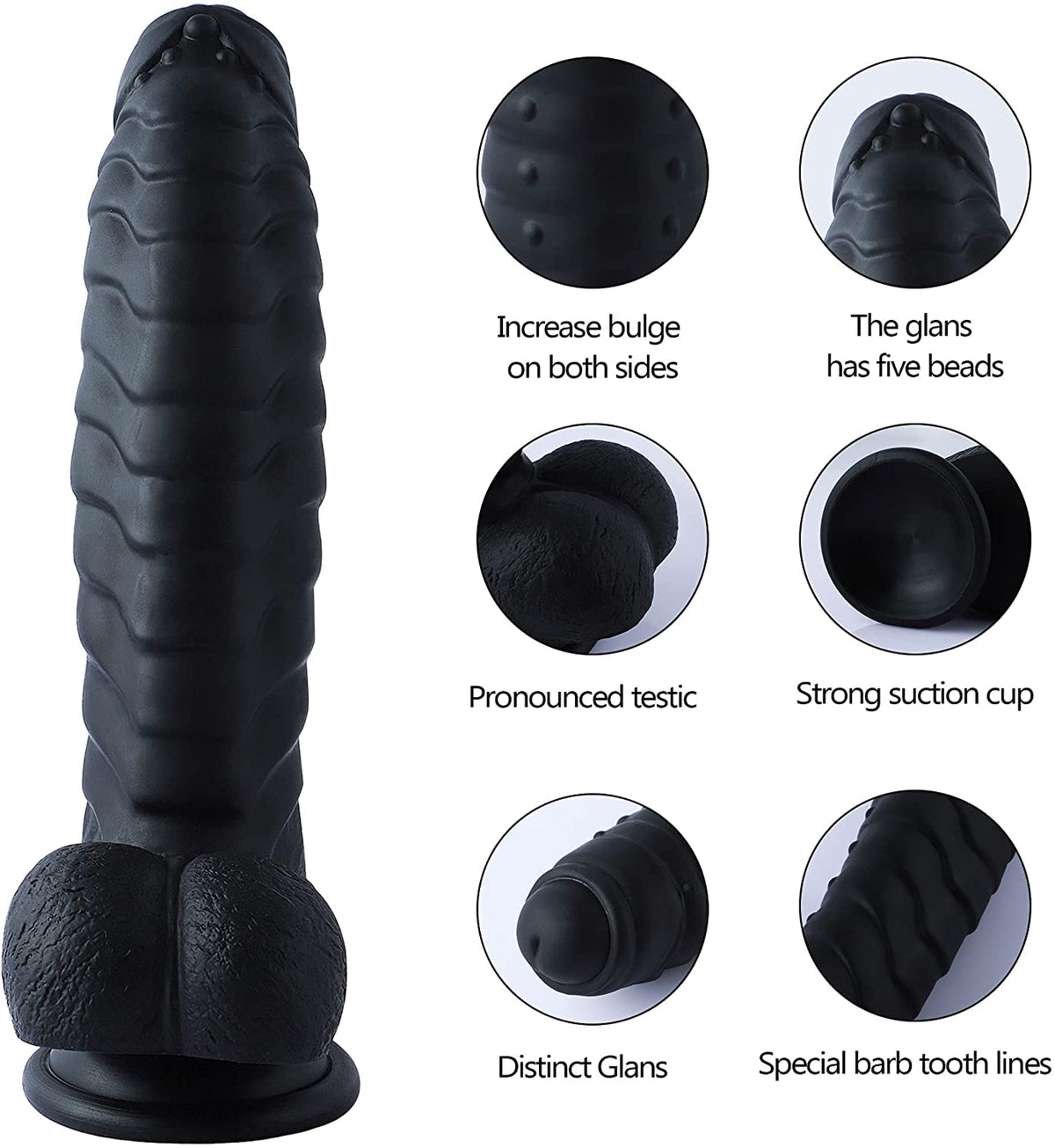 G-Punkt-Lust-Dildo für Frauen mit Perlen (schwarz)