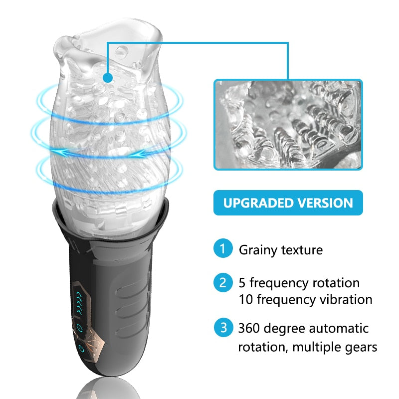 Männlicher Masturbatorbecher, rotierende vibrierende Vagina, Eichel, stimuliert den Penis, anhaltendes Verzögerungsmassagegerät, Masturbationsbecher, Sexspielzeug für Männer 
