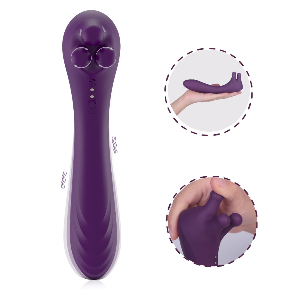 Trio de vibromasseurs clitoridiens avec des picots caressants et un gode vibrateur pour point G