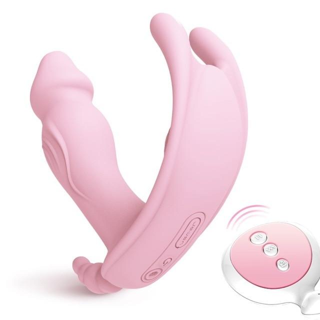 Tragbarer Butterfly-Dildo-Vibrator mit kabelloser Fernbedienung