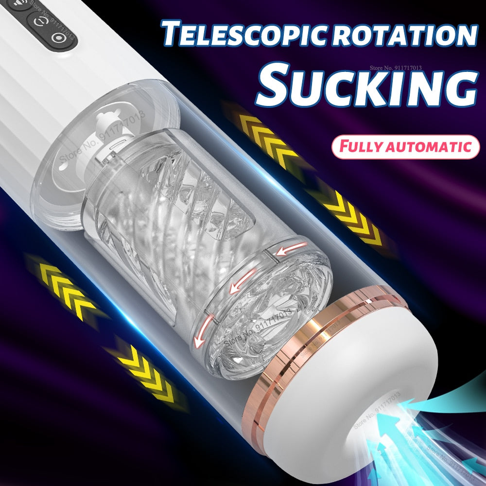 Automatic Male Sucking Masturbator Cup Vagina Masturbation Blowjob Telescopic Rotating Suction Sex Machines Adult Men Toys 