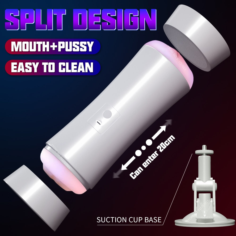 Hand Freies Männlichen Masturbator Tasse Vaginal Oral Sex Dual Kanal Vibrierende Masturbation Tasche Pussy Mund Blowjob Sex Spielzeug für Männer