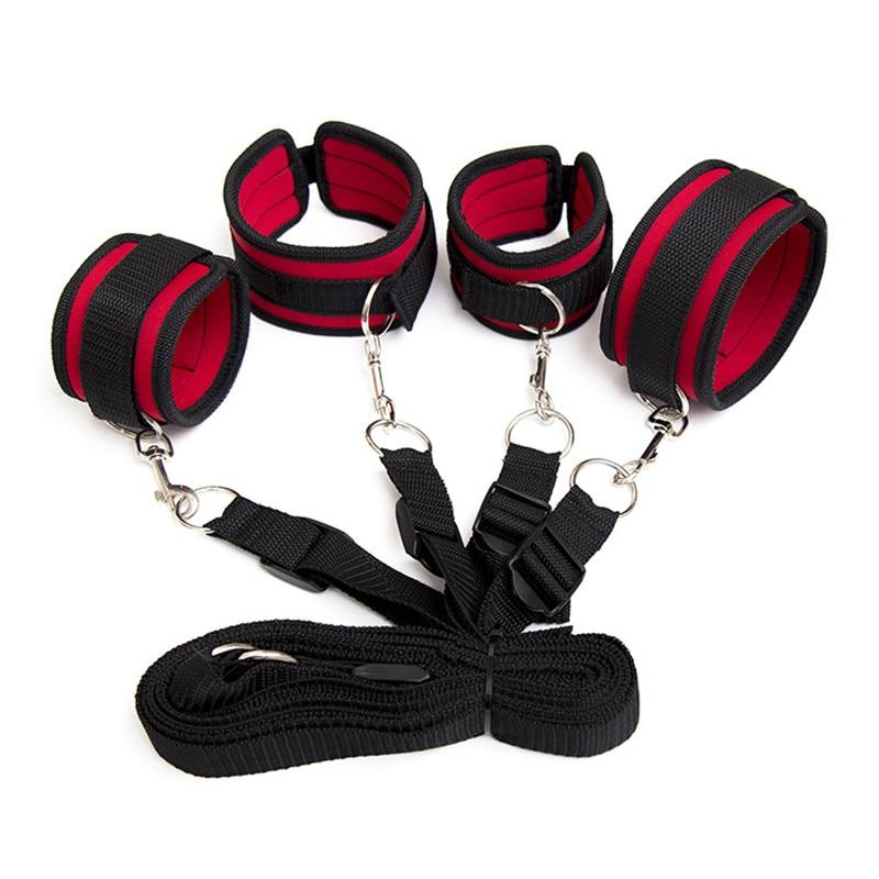 Tied Bed Bondage Hand Cuffs &amp; Ankle Cuffs For Couples Sexy Game